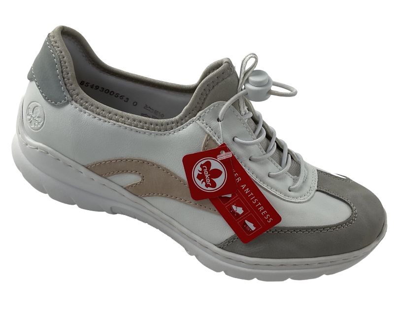 Rieker Damen SlippeL32G9-80  Weiß mit  Gummizug  ,  Kunstleder