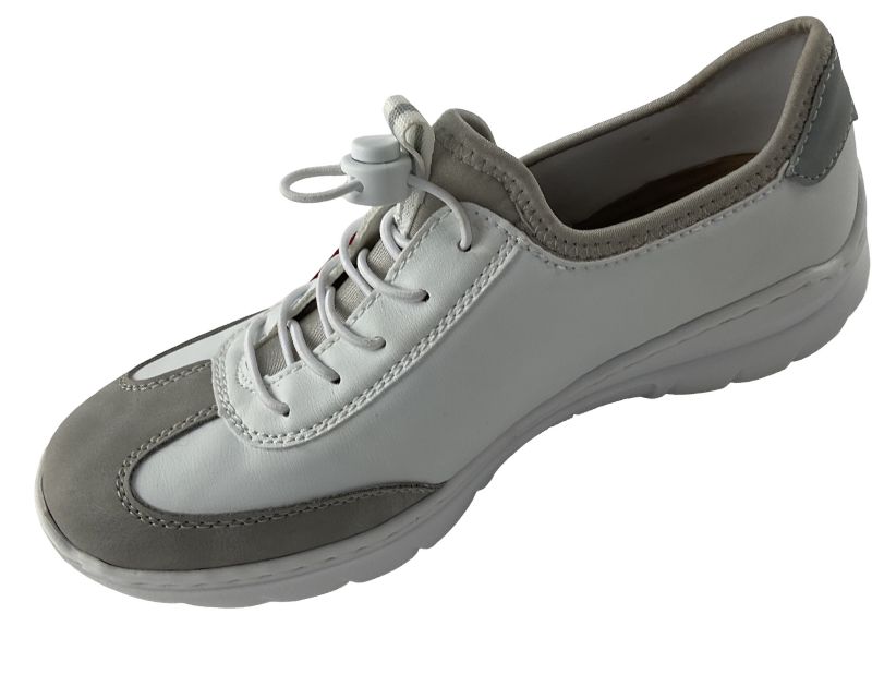 Rieker Damen SlippeL32G9-80  Weiß mit  Gummizug  ,  Kunstleder