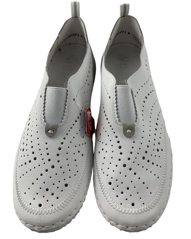Rieker Damen Slipper43663-80 Weiß leder