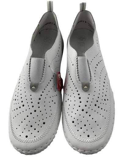 Rieker Damen Slipper43663-80 Weiß leder