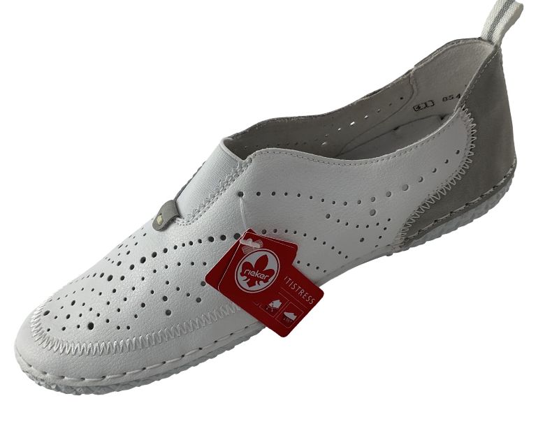Rieker Damen Slipper43663-80 Weiß leder
