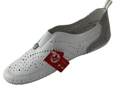 Rieker Damen Slipper43663-80 Weiß leder