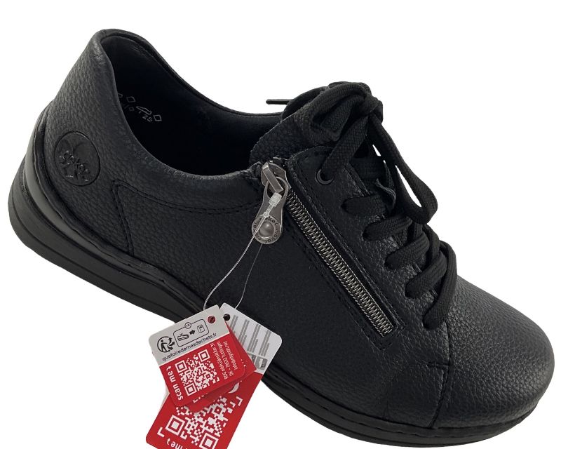 Rieker Damen  Halbschuhe Sneaker 48901-00  Schwarz extra Weit