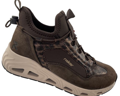 Rieker Damen Sneaker Low N5254-25 Braun/Leo Ultraleicht
