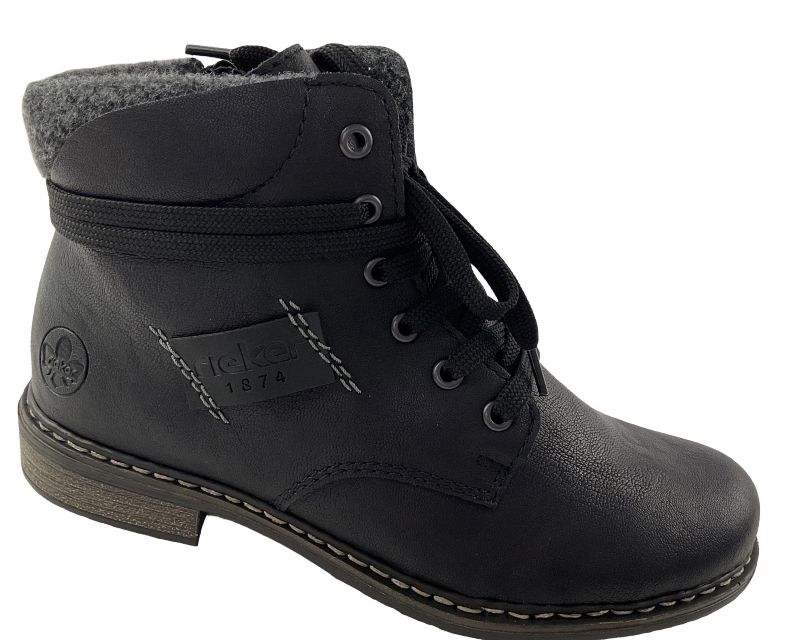 Rieker Damen Schnürstiefel 71222-01 Schwarz