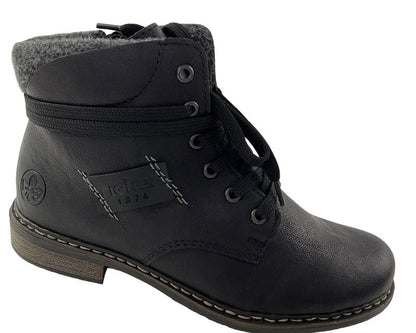 Rieker Damen Schnürstiefel 71222-01 Schwarz
