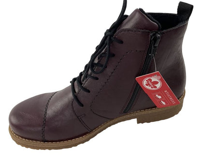 Rieker Damen Schnürstiefel  73500-30 Rot Warmfutter