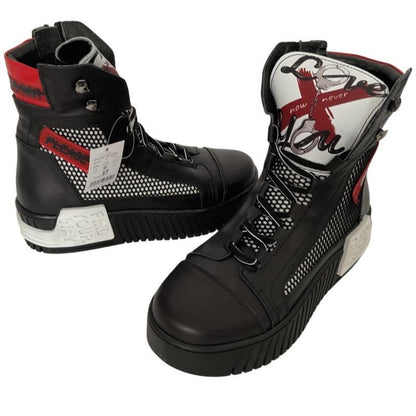 2 GO FASHION Damen Boots 8096-503-9 Leder Schwarz /Rot