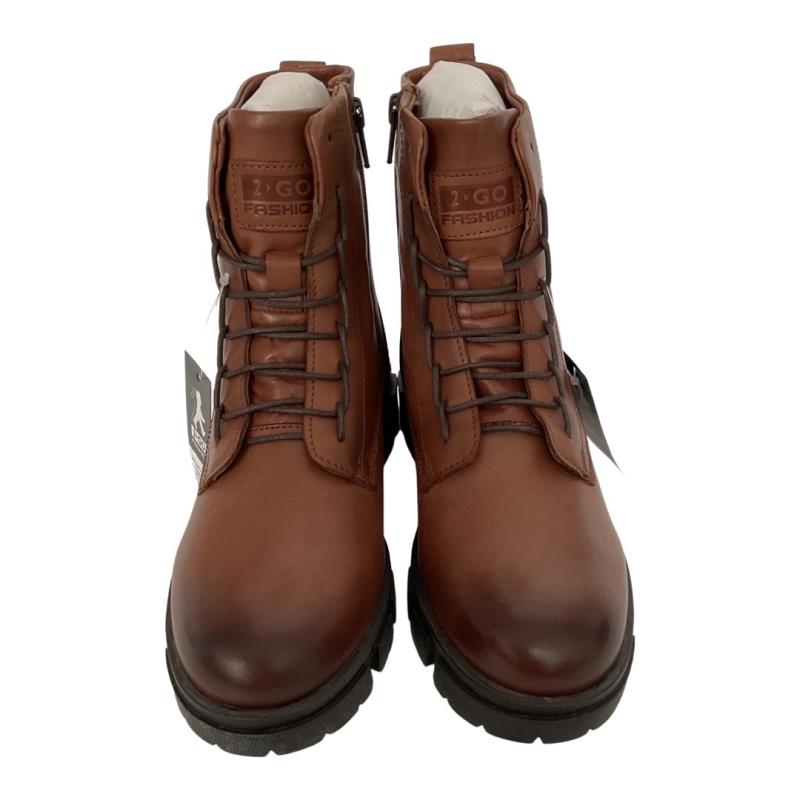 2 GO FASHION Damen Boots 8088-503-39 Leder Brandy