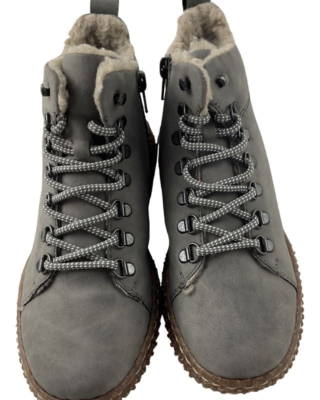 Rieker Damen Schnürstiefel  Y8414-42 Grau Warmfutter