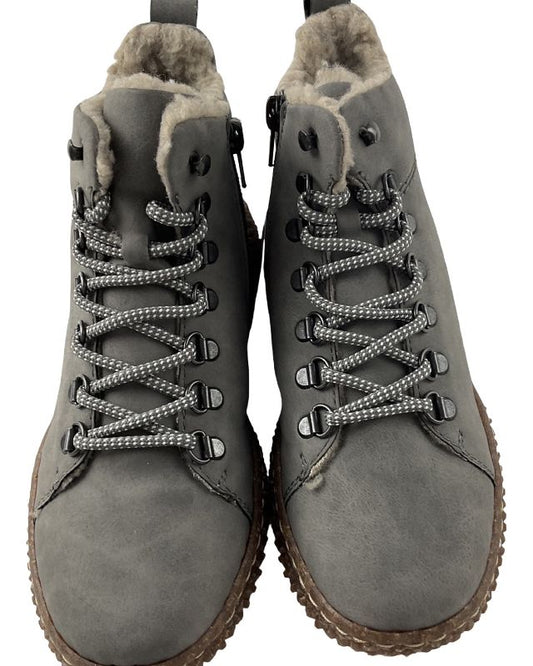 Rieker Damen Schnürstiefel  Y8414-42 Grau Warmfutter