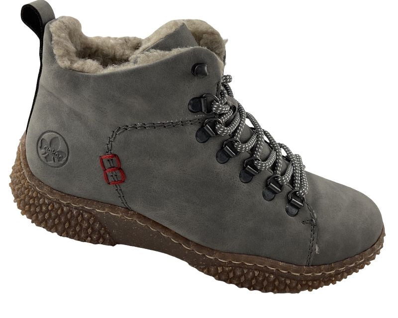 Rieker Damen Schnürstiefel  Y8414-42 Grau Warmfutter