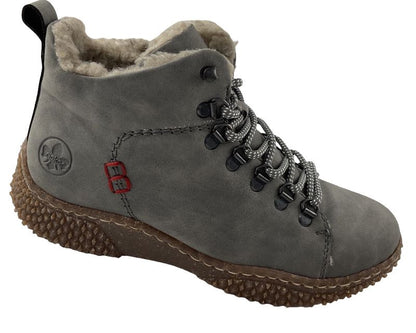 Rieker Damen Schnürstiefel  Y8414-42 Grau Warmfutter