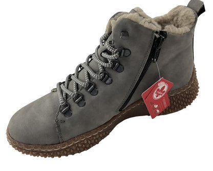 Rieker Damen Schnürstiefel  Y8414-42 Grau Warmfutter