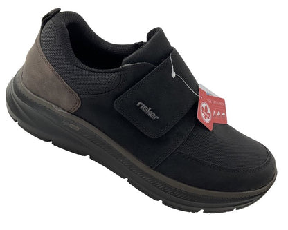 Rieker Herren  Halbschuhe Slipper B1854-00 Schwarz Klettverschluss