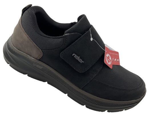 Rieker Herren  Halbschuhe Slipper B1854-00 Schwarz Klettverschluss