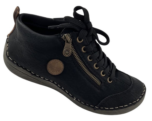 Rieker Damen Schnürstiefel 52514-00 Schwarz