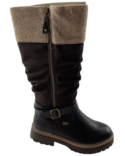 Rieker Damen Stiefel 93092-90 Schwarz /Braun Rieker-TEX