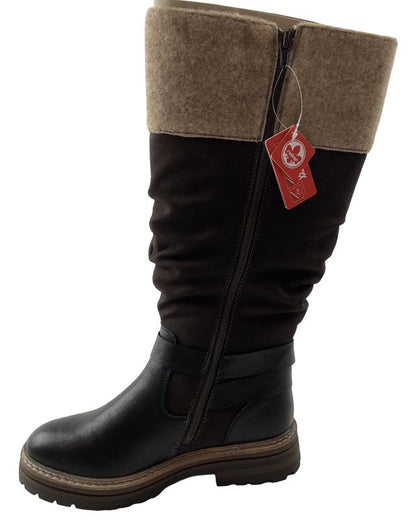 Rieker Damen Stiefel 93092-90 Schwarz /Braun Rieker-TEX