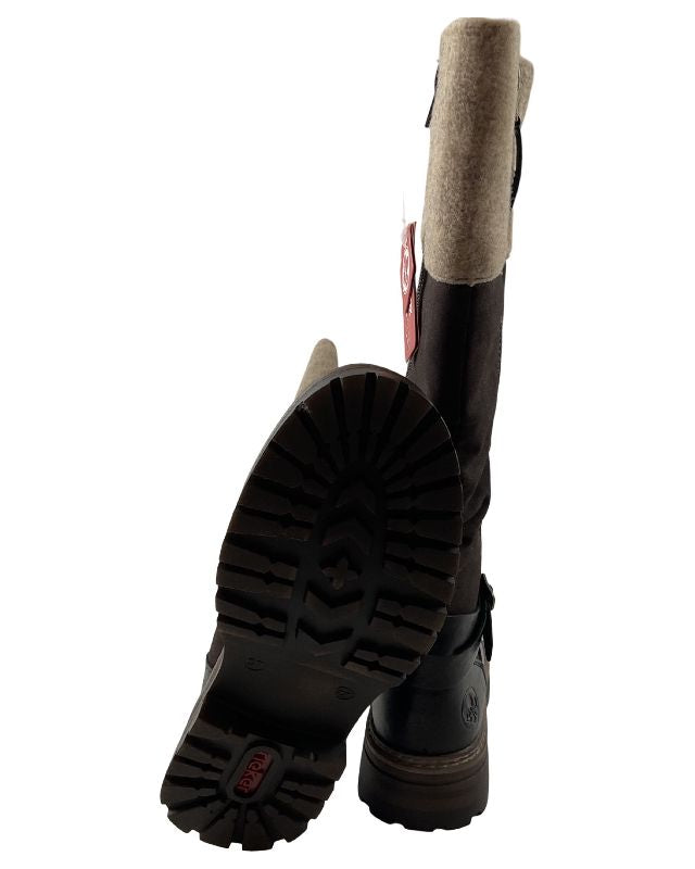 Rieker Damen Stiefel 93092-90 Schwarz /Braun Rieker-TEX