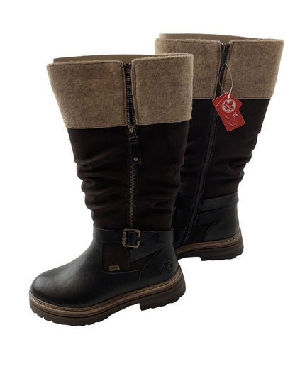Rieker Damen Stiefel 93092-90 Schwarz /Braun Rieker-TEX