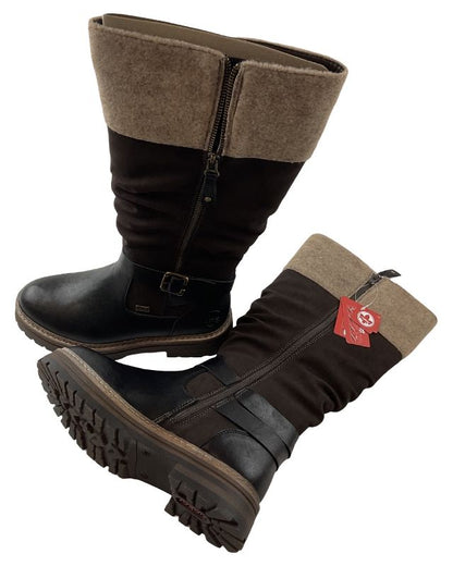 Rieker Damen Stiefel 93092-90 Schwarz /Braun Rieker-TEX