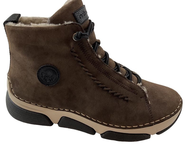 Rieker Damen Schnürstiefel 45912-25 Braun  Warmfutter