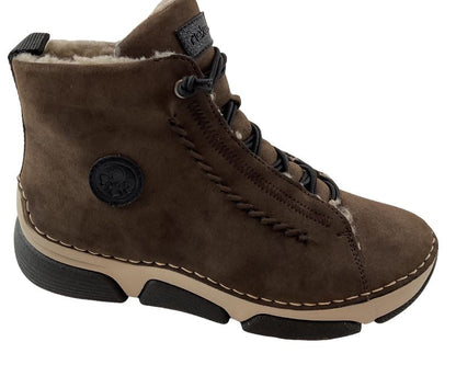 Rieker Damen Schnürstiefel 45912-25 Braun  Warmfutter