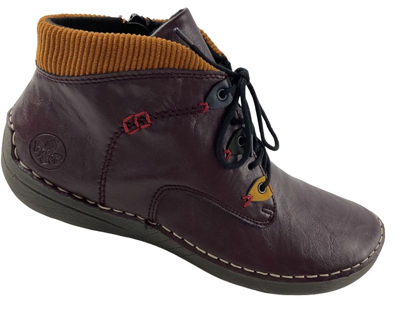 Rieker Damen Kurzstiefel 52544-30 Rot   Schnürung/Reißverschluss