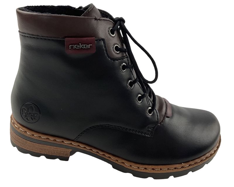 Rieker Damen  Kurzstiefel Z9340-00 Schwarz /Rot Warmfutter