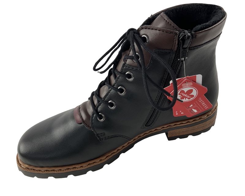 Rieker Damen  Kurzstiefel Z9340-00 Schwarz /Rot Warmfutter