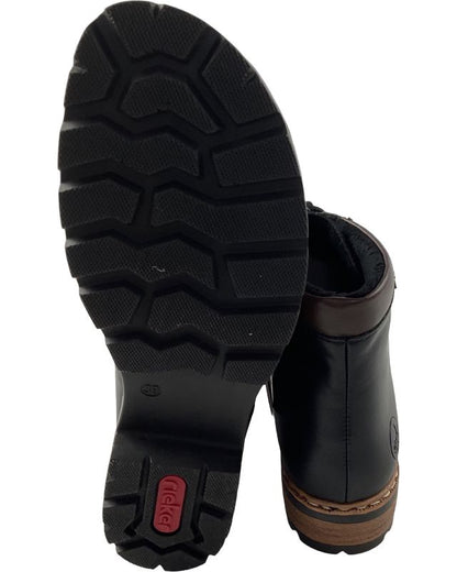 Rieker Damen  Kurzstiefel Z9340-00 Schwarz /Rot Warmfutter