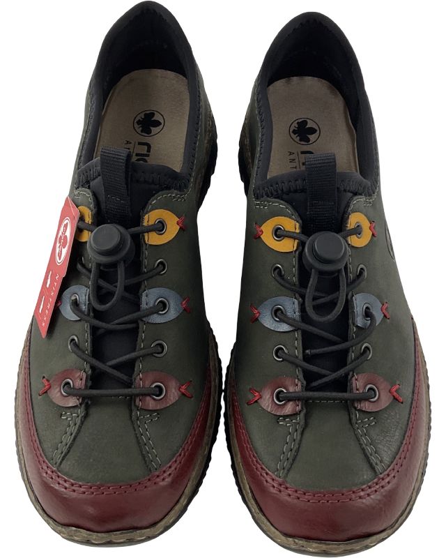 Rieker Damen  Slipper  Sneaker N3271-54 Grün/Mehrfarbig