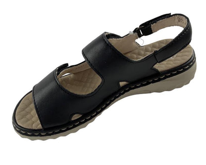 Rieker Damen Riemchensandalen  60462-90 Leder Schwarz