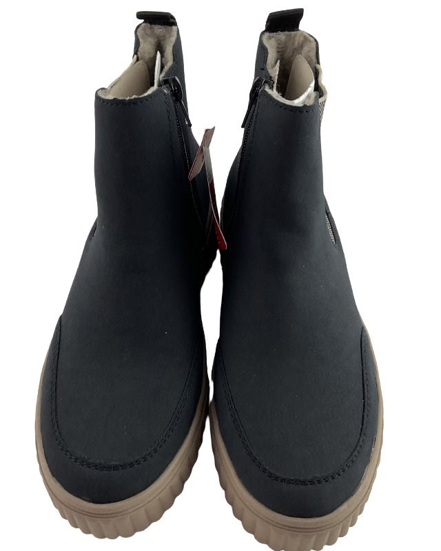 Rieker Damen Chelsea Boots  N2553-14 Plateau-Sohle dunkle Blau-Farbe, die fast wie Schwarz aussieht