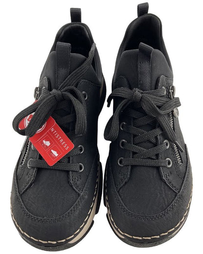 Rieker Damen Slipper 45973-00  Schwarz  ,Gummizug,  Kunstleder