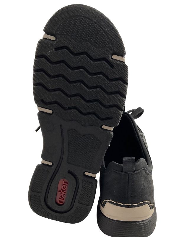 Rieker Damen Slipper 45973-00  Schwarz  ,Gummizug,  Kunstleder