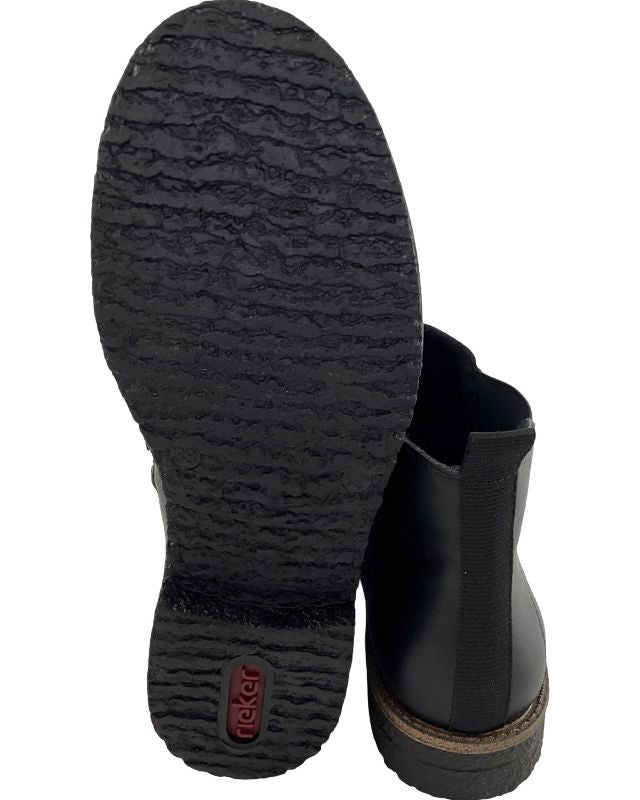 Rieker Damen Chelsea Boots 73557-01 Schwarz  Kunstleder