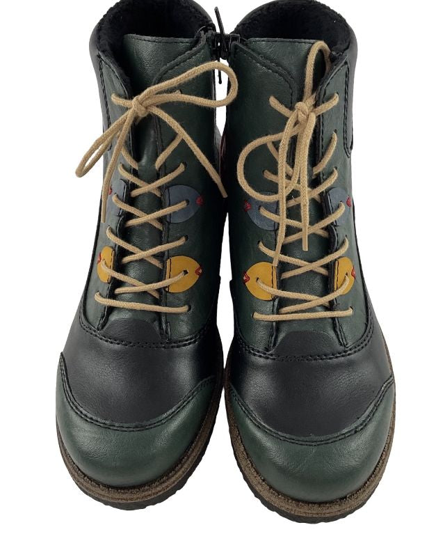 Rieker Damen Schnürstiefel 73510-90 Bunt Schnürung/Reißverschluss