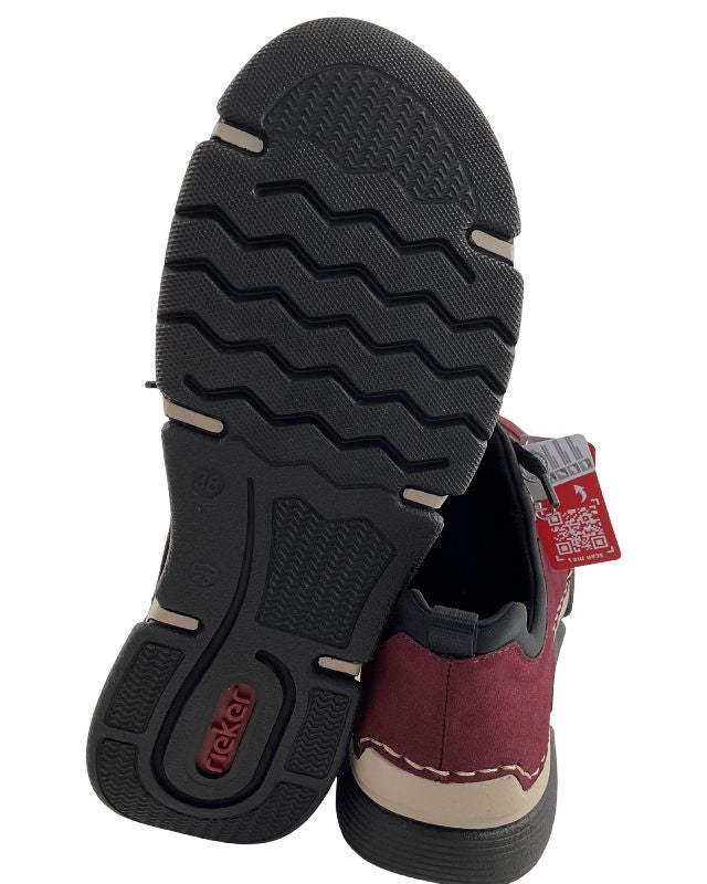 Rieker Damen Slipper 45973-36  Rot  Gummizug   Kunstleder