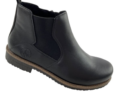 Rieker Damen Chelsea Boots 73557-01 Schwarz  Kunstleder