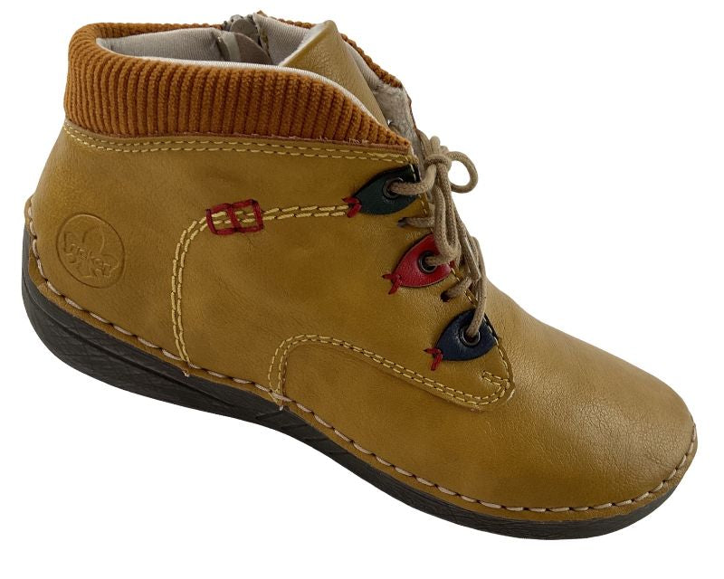 Rieker Damen Kurzstiefel 52544-68  Gelb  Schnürung/Reißverschluss
