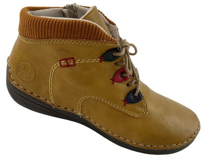 Rieker Damen Kurzstiefel 52544-68  Gelb  Schnürung/Reißverschluss