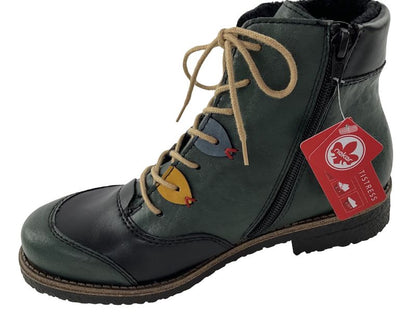 Rieker Damen Schnürstiefel 73510-90 Bunt Schnürung/Reißverschluss