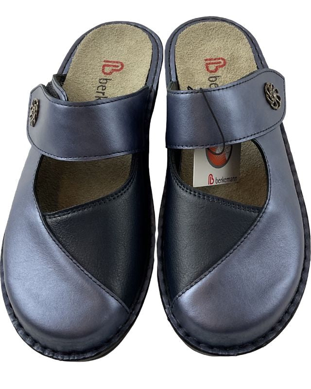 Berkemann Damen Pantolette Heliane 03457-371 Blau Perlato Leder