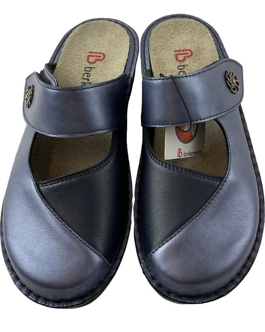 Berkemann Damen Pantolette Heliane 03457-371 Blau Perlato Leder