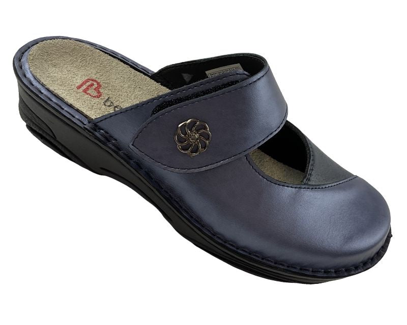 Berkemann Damen Pantolette Heliane 03457-371 Blau Perlato Leder