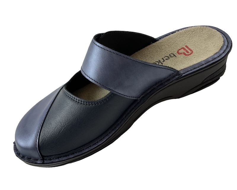 Berkemann Damen Pantolette Heliane 03457-371 Blau Perlato Leder