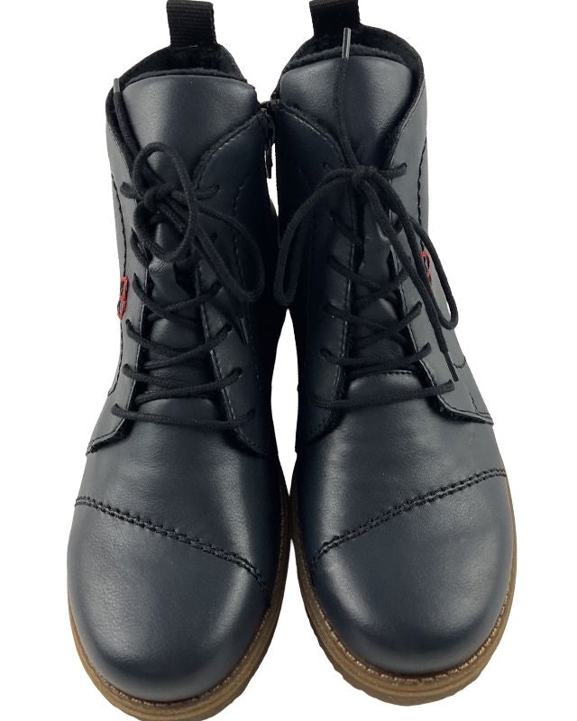 Rieker Damen Schnürstiefel 73500-14  Blau Kunstleder