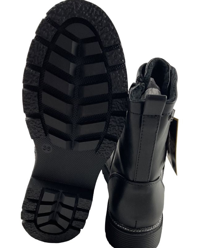 ndigo Mädchen Schnürstiefelletten 452 306 Schwarz Synthtik